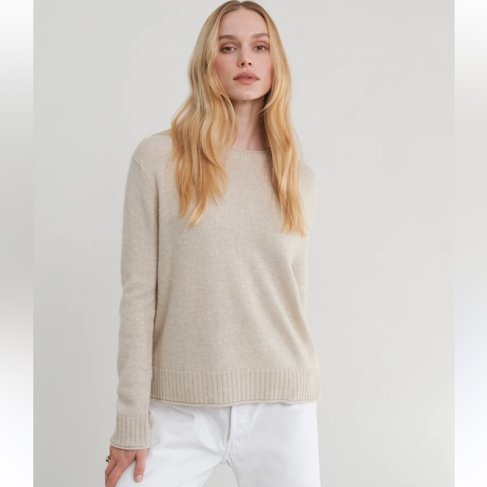 Jenni Kayne Everyday Sweater Cashmere Blend Oatmeal Xs